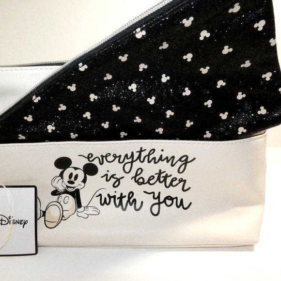 Disney Mickey Mouse Cosmetic Bag White w/ Removable Pouch Travel Case Makeup NWT - Picture 3 of 12
